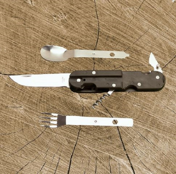Menübesteck - 5-teilig, mit Gabel, Messer, Löffel, Dosenöffner und Korkenzieher